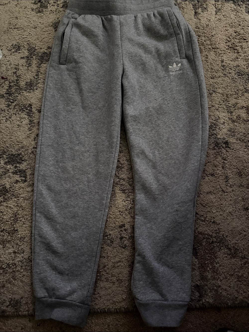Adidas Kids Gray Trefoil Joggers-Small